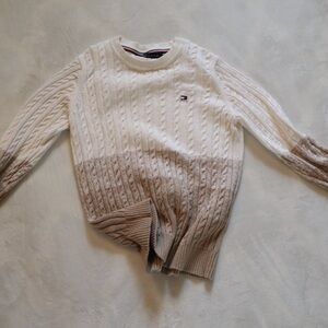 Tommy Hilfiger Ombre Crew Neck Cable Sweater Ivory/Light Heather Fawn Size M